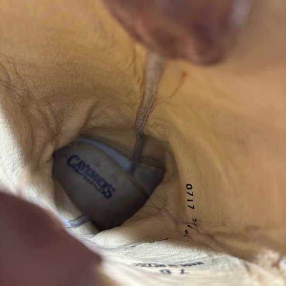 Cavenders Tan Leather Cowgirl Boots sz 7B Snip Toe Angel Wings Design made in MX - Picture 7 of 8